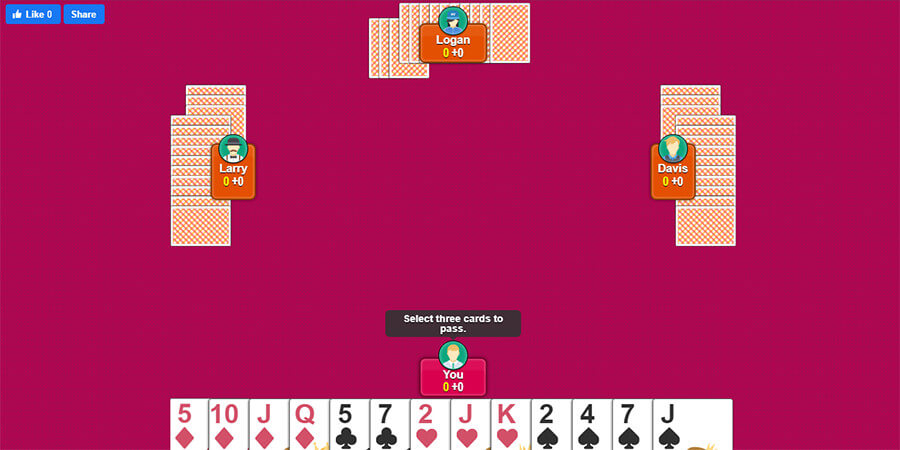Hearts card game screenshot 1